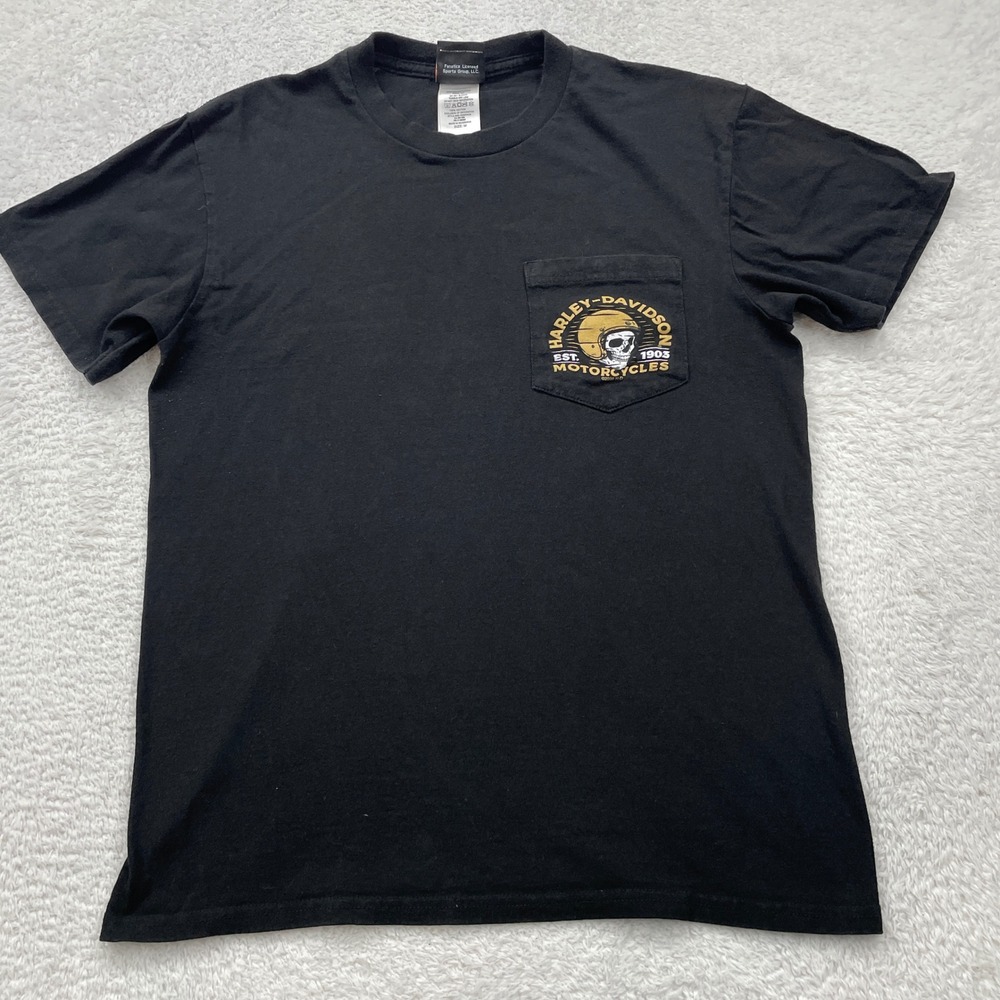 Harley Davidson Motorcycles Skull Graphic Pocket‎ T-Shirt Oconomowoc WI M